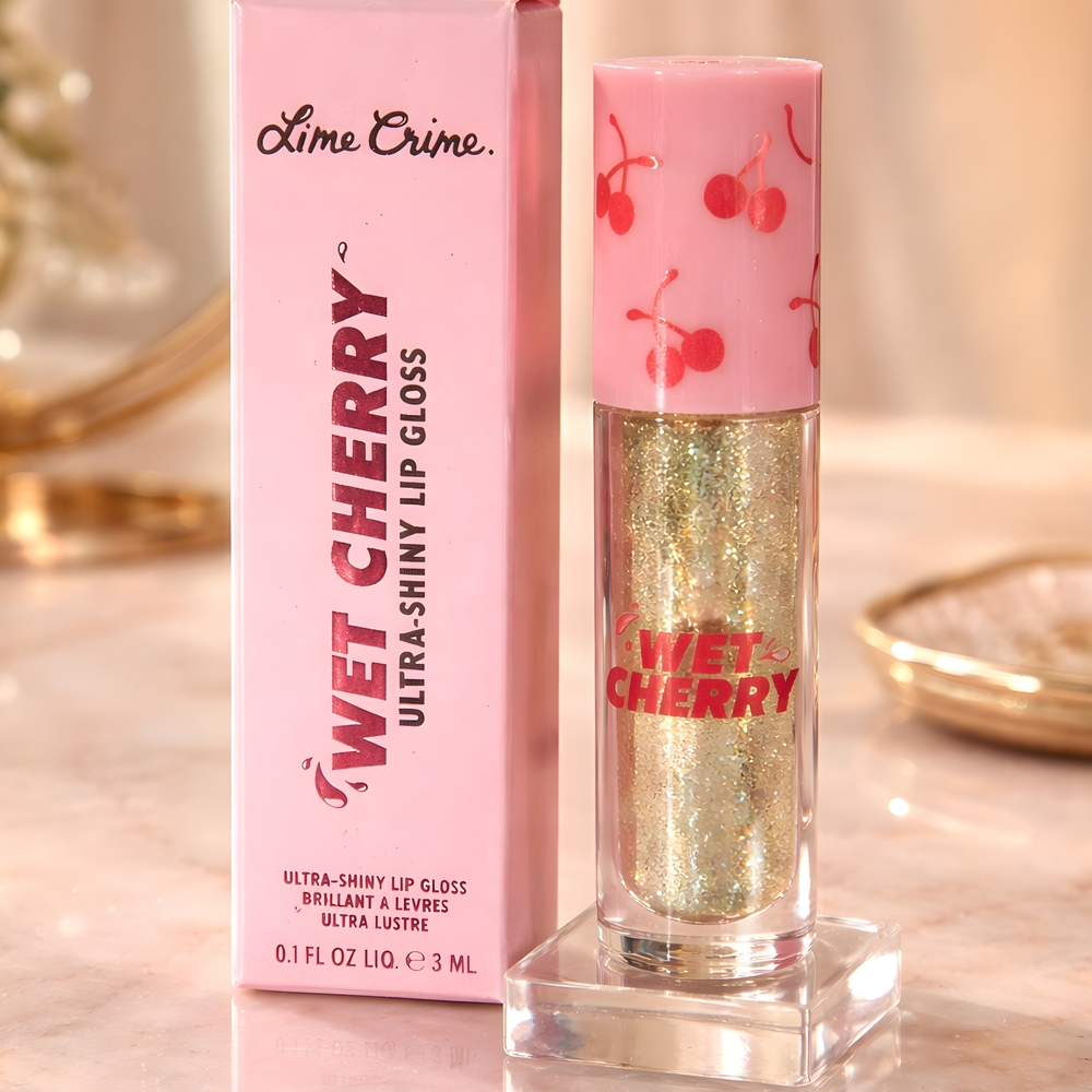 Lime Crime Wet Cherry Ultra-Shiny Lip Gloss — Gold Sparkle